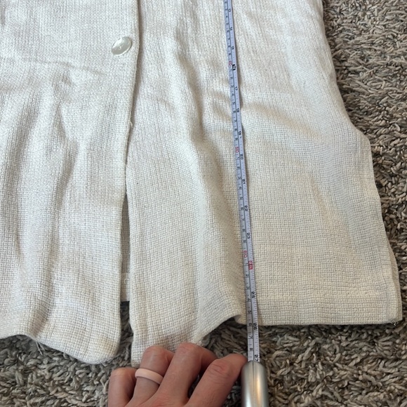Vintage Fine Line Blouse Knit Button Down Cream Tan Size Small - Picture 10 of 11